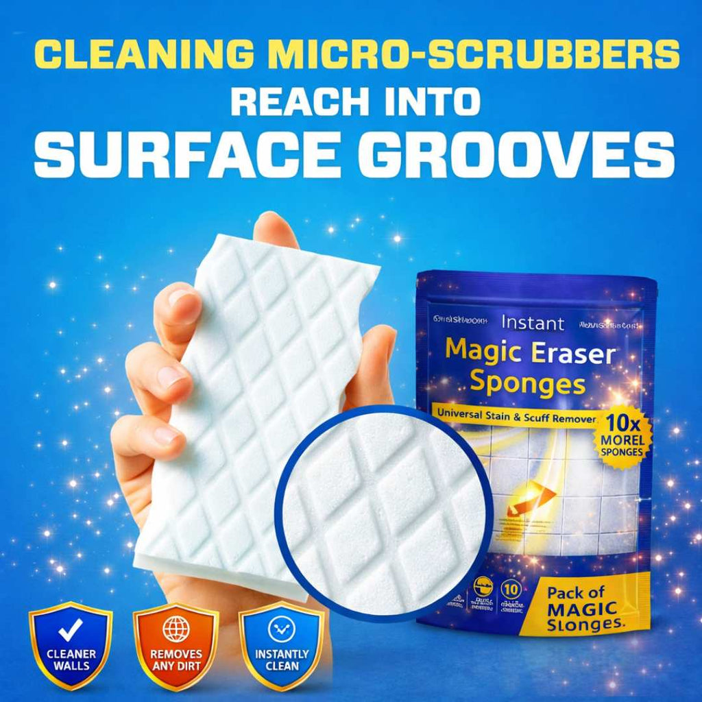 Instant Magic Eraser Sponges – Universal Stain & Scuff Remover (10x more powerful)