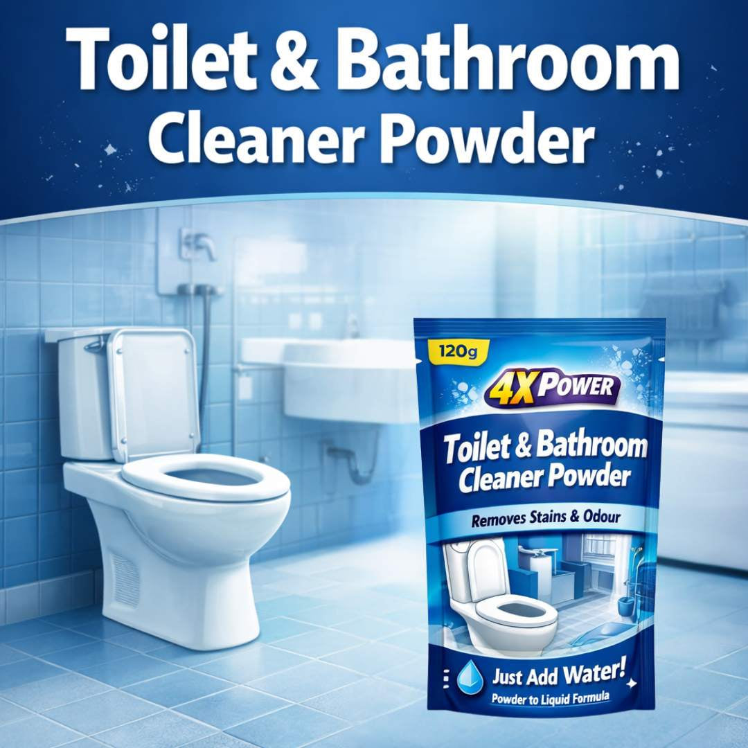 4X Power Home Cleaning Pack - Toilet & bathroom, Floor, Dishwash, Fabric cleaner Powder