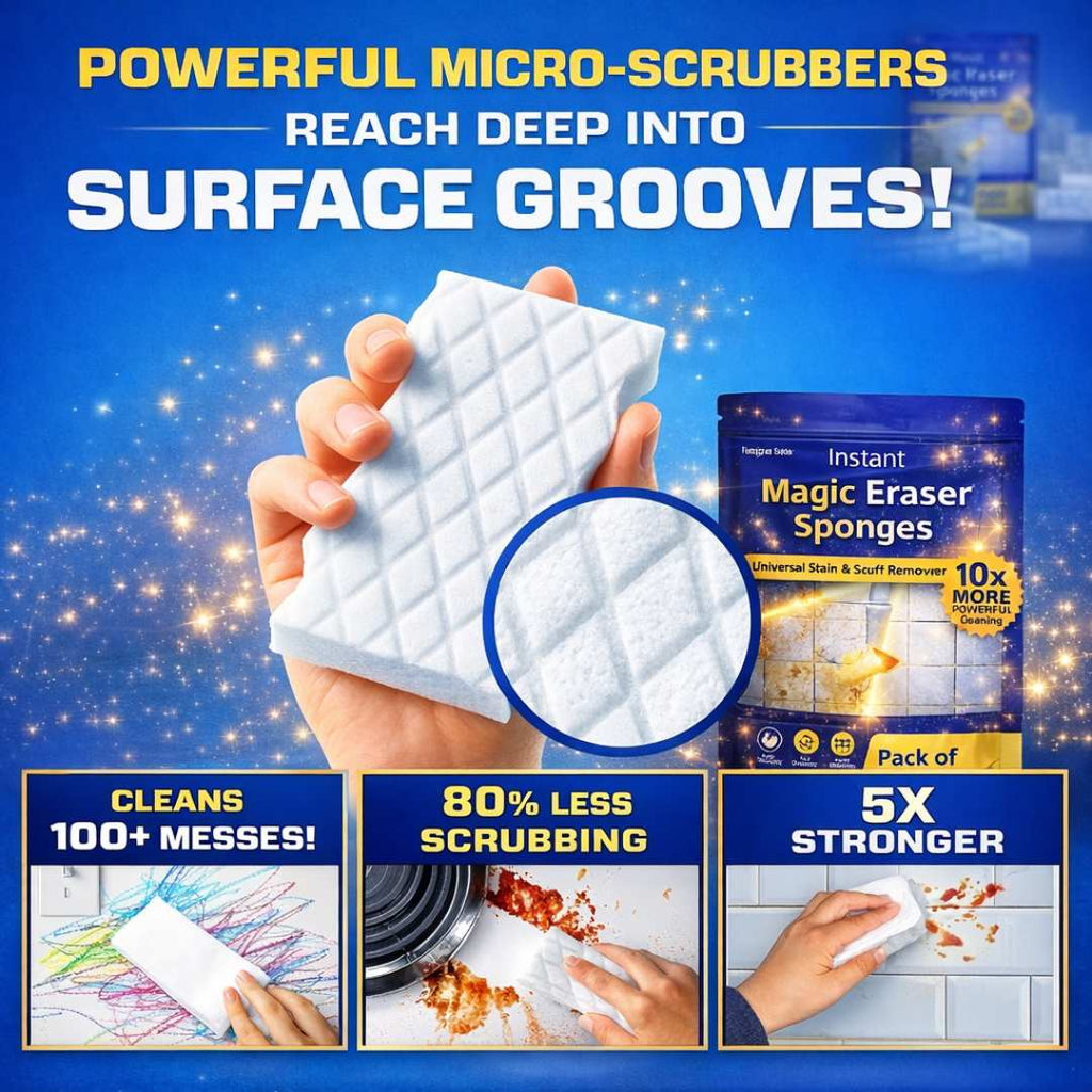 Instant Magic Eraser Sponges – Universal Stain & Scuff Remover (10x more powerful)