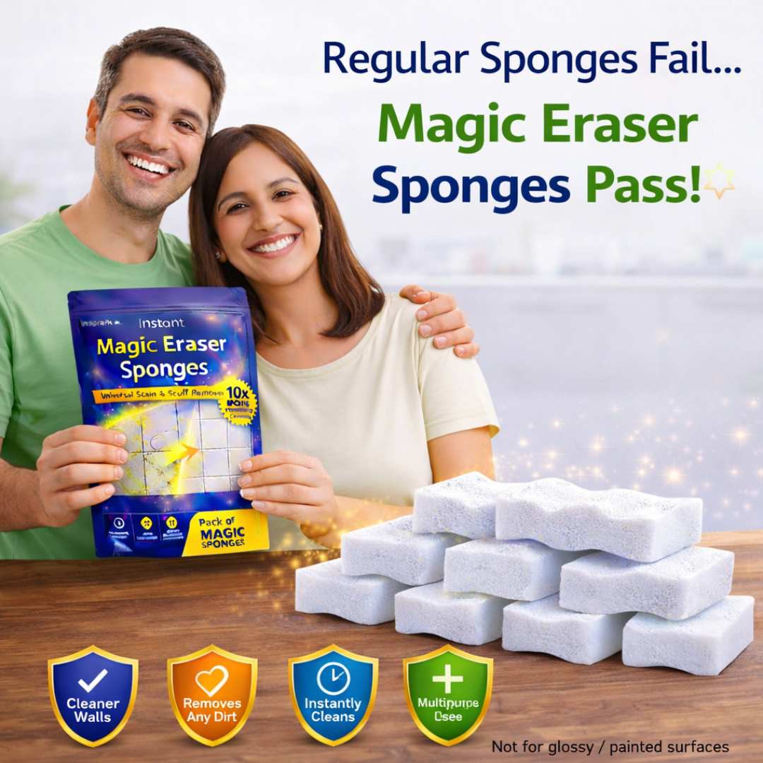 Instant Magic Eraser Sponges – Universal Stain & Scuff Remover (10x more powerful)