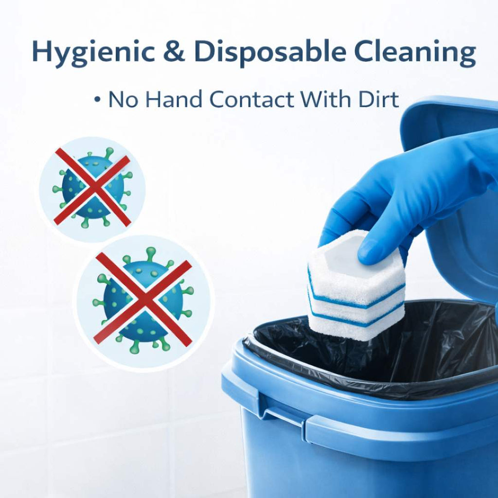 PumiShine Heavy-Duty Toilet Scrubber – Extra Long Handle + 7 Replacement Heads